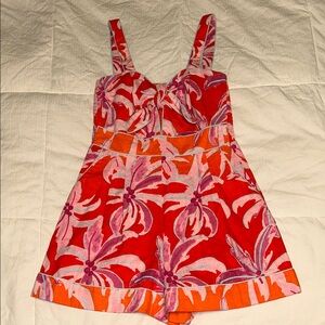 House of Harlow 1960 Palm Tree Tie-Front Romper